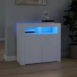 vidaXL Sideboard mit LED-Leuchten Wei&szlig; 80x35x75 cm - Wei&szlig;