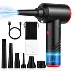 Elektrischer Staubbl&auml;ser 3-Gang mit LED-Licht, USB-C Schnellladung, 2000mAh Akku,