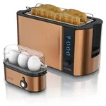Arendo Fr&uuml;hst&uuml;cks-Set 2-teilig, 4 Scheiben Langschlitz-Toaster 1500W, 3er