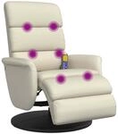 vidaXL Massagesessel mit Fu&szlig;teil Creme Kunstleder
