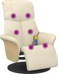 vidaXL Massagesessel mit Fu&szlig;teil Creme Kunstleder