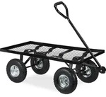 Relaxdays Handwagen flach, Garten, mit Luftbereifung, HxBxT: 34,5 x 51 x 96 cm, bis