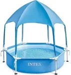 INTEX 28209NP - Metal Frame Pool mit &Uuml;berdachung (183x38cm) mit Wasserspr&uuml;her