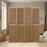 Homestyle4u Paravent Raumteiler 4 teilig Holz Bambus Braun Indoor - Braun