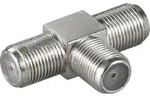 Goobay F-Adapter, T-St&uuml;ck: F-Buchse > doppelt F-Buchse, Adapter-Buchse aus Zink