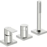 HANSA HANSASTELA Fertigmontageset f&uuml;r Wanne/Brause, 3-Loch, Rosette eckig, chrom,