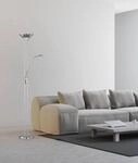 Moderne LED Standlampe mit Deckenfluter und flex Lesearm DIMMBAR Nickel matt
