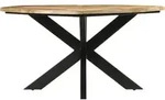 vidaXL Esstisch &Oslash;150x76 cm Massives Raues Mangoholz - Braun