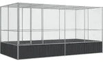 vidaXL Voliere mit Erweiterung Silber 418 x 207 x 212 cm Stahl - Silber