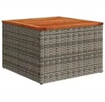 vidaXL Gartentisch Grau 55x55x37 cm Poly Rattan und Akazienholz - Grau