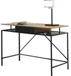 SalesFever Schreibtisch | mit Ablagefl&auml;che | Tischplatte 15 mm MDF natur |...