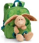 NICI Rucksack mit Pl&uuml;schtier Hase gr&uuml;n 21x26cm - Gr&uuml;n