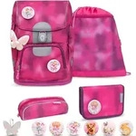 Belmil Motion ergonomisches Schulranzen Set 5-teilig "Shiny Pink" aus recyceltem