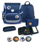 Belmil Compact Plus Premium Schulranzen Set 5-teilig "Topographic" - Blau