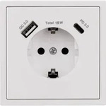 Schutzkontakt-Steckdose McPower "Shallow", 1x USB-C - 18W Quickcharge - 1x USB-A,