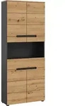 xonox.home - Hochschrank breit Canu 76x193x34 cm in Basalt grau und Artisan - Ba -