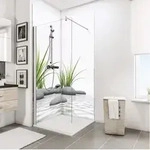 Duschr&uuml;ckwand SCHULTE DecoDesign Zen ExpressPlus Foto Steine Gras 210 x 90 cm