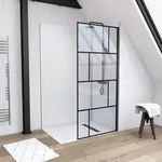 Duschwand MARWELL in modernem Design 90 x 195 cm - Trennwand aus Glas mit matt