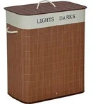 HOMCOM W&auml;schebox W&auml;schekorb abnehmbar mit 3 Griffe Polyester Metall Braun+Wei&szlig; -