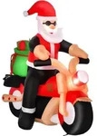HOMCOM Aufblasbarer Weihnachtsmann auf einem Motorrad 165 cm Santa Geschenk LED -