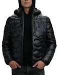 Blauer Wave leichte warme gesteppte Herren Daunenjacke Schwarz mit