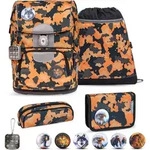 Belmil Motion ergonomisches Schulranzen Set 5-teilig "Orange Camouflage" aus