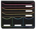 Exacompta Schubladenbox STOREBOX 6 offene Schubladen Schwarz/Harlekin 306914D -