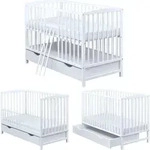 Baby-Delux Babybett Gitterbett Milo 120x60 Schutzgitter Schublade Wei&szlig; - Wei&szlig;