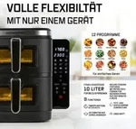GOURMETmaxx FryUp Vertikale Doppelkammer-Hei&szlig;luftfritteuse, 10 l - Touchscreen...