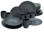CreaTable, 24413, Vesuvio Schwarz, Kombiservice 24-tlg, Steinzeug - Schwarz