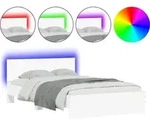 vidaXL Bettgestell mit Kopfteil LED-Beleuchtung Wei&szlig; 120x200 cm - Wei&szlig;
