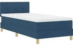 vidaXL LED Boxspringbett mit LED-Lichtleisten Blau 100 x 200 cm Stoff - Blau