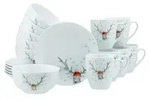 CreaTable, 21498, Luna Hirsch, Fr&uuml;hst&uuml;cksset 18-tlg, Porzellan - Wei&szlig;