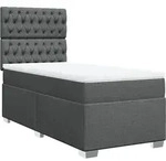 vidaXL Boxspringbett mit Matratze Dunkelgrau 80x200 cm Stoff - Grau