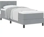vidaXL Boxspringbett mit Kopfteil Hellgrau 80 x 200 cm Stoff - Hellgrau