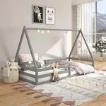 Hausbett SILA aus massiver Kiefer, sch&ouml;nes Montessori Bett in 90 x 200 cm, stabiles