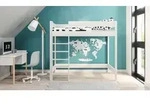 Hochbett Hugo 180x80 Kinderbett mit Rausfallschutz & Lattenrost wei&szlig; 80 x 180 f&uuml;r