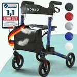 ELONEO Rollator faltbar und leicht mit Sitz, Leichtgewicht-Reiserollator aus