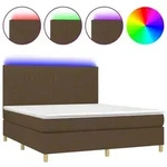 vidaXL Boxspringbett mit Matratze & LED Dunkelbraun 160x200 cm Stoff - Braun