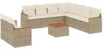 vidaXL 10-tlg. Garten-Sofagarnitur mit Kissen Beige Poly Rattan - Beige