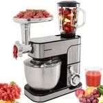 Syntrox Germany K&uuml;chenmaschine 5,5 Liter mit Fleischwolf und Mixer schwarz - Silber