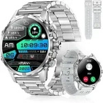 Rogbid Herren Smartwatch Silber 1.85 Inch AMOLED Metallarmband 730 mAh Akku IP67 120