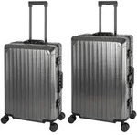 TRAVELHOUSE&reg; Tokyo Alu Reisekoffer-Set 2er M+L -grau - 66 L / 100 L Trolley