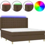 vidaXL Boxspringbett mit Matratze & LED Dunkelbraun 160x200 cm Stoff - Braun