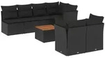 vidaXL 8-tlg. Garten-Sofagarnitur mit Kissen Schwarz Poly Rattan - Schwarz