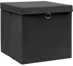 vidaXL Aufbewahrungsboxen mit Deckeln 4 Stk. 28x28x28 cm Schwarz - Schwarz