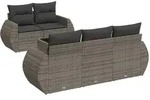 vidaXL 6-tlg. Garten-Sofagarnitur mit Kissen Grau Poly Rattan - Grau