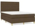 vidaXL Boxspringbett mit Matratze Dunkelbraun 140x200 cm Stoff - Braun