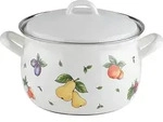 Riess Emaille Fleischtopf mit Deckel &Oslash; 16 cm, 1,5 l Fruit Garden - Wei&szlig;