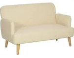 HOMCOM 2 Sitzer Sofa, Kleine Couch mit Samtoptik, Holzbeine f&uuml;r Wohnzimmer...